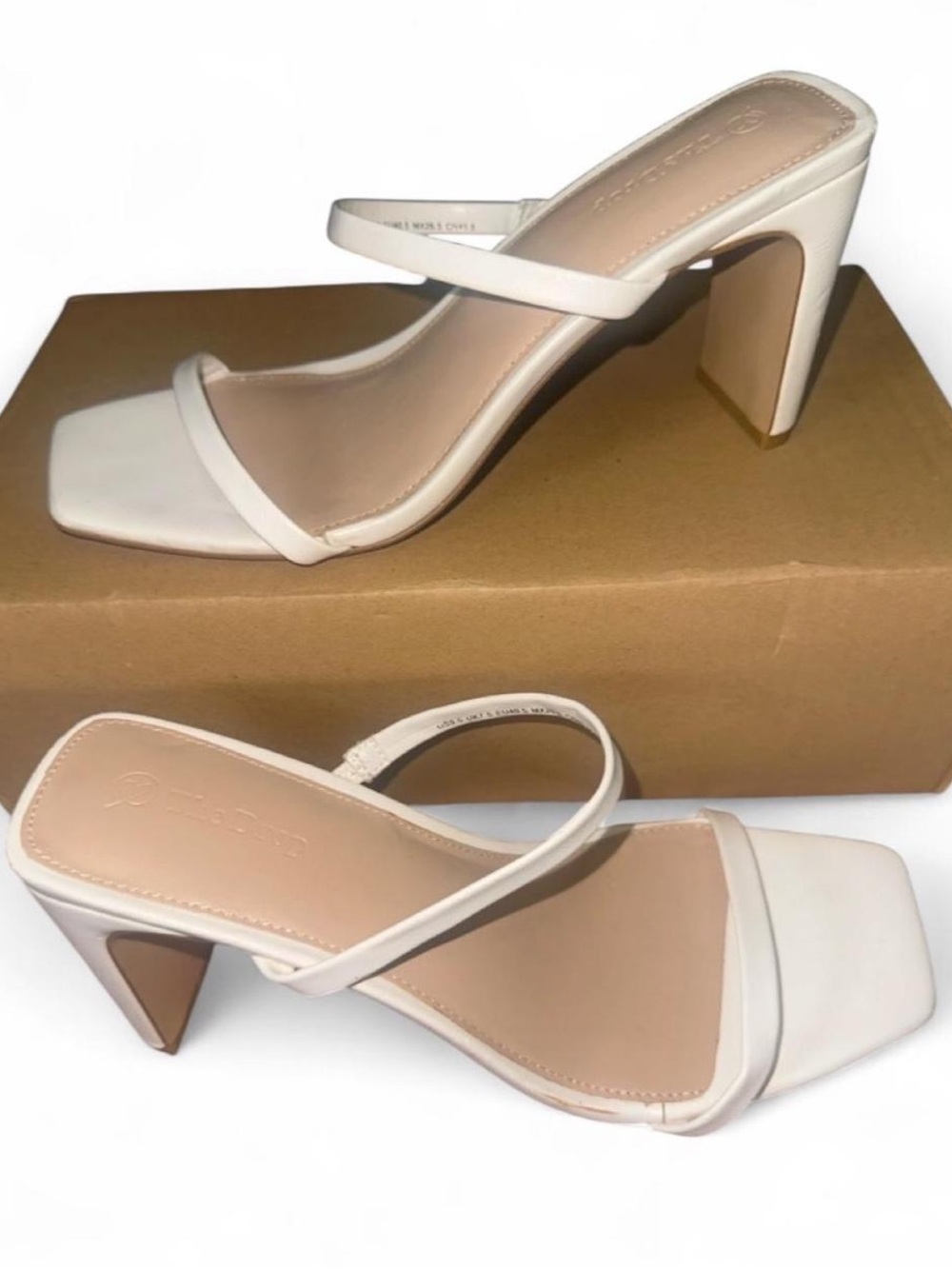 The Drop white heels